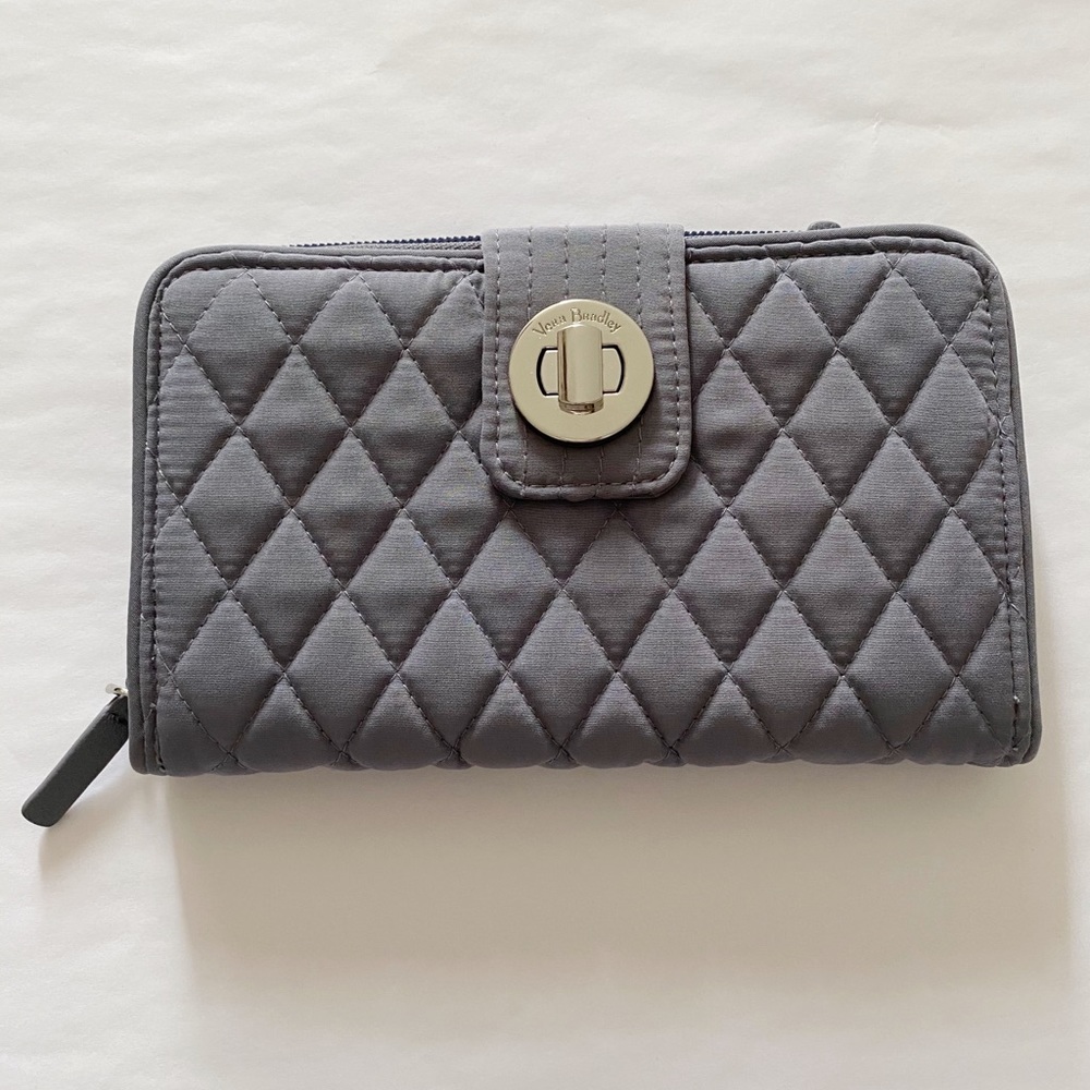 Vera Bradley Gray Quilted Turnlock Wallet